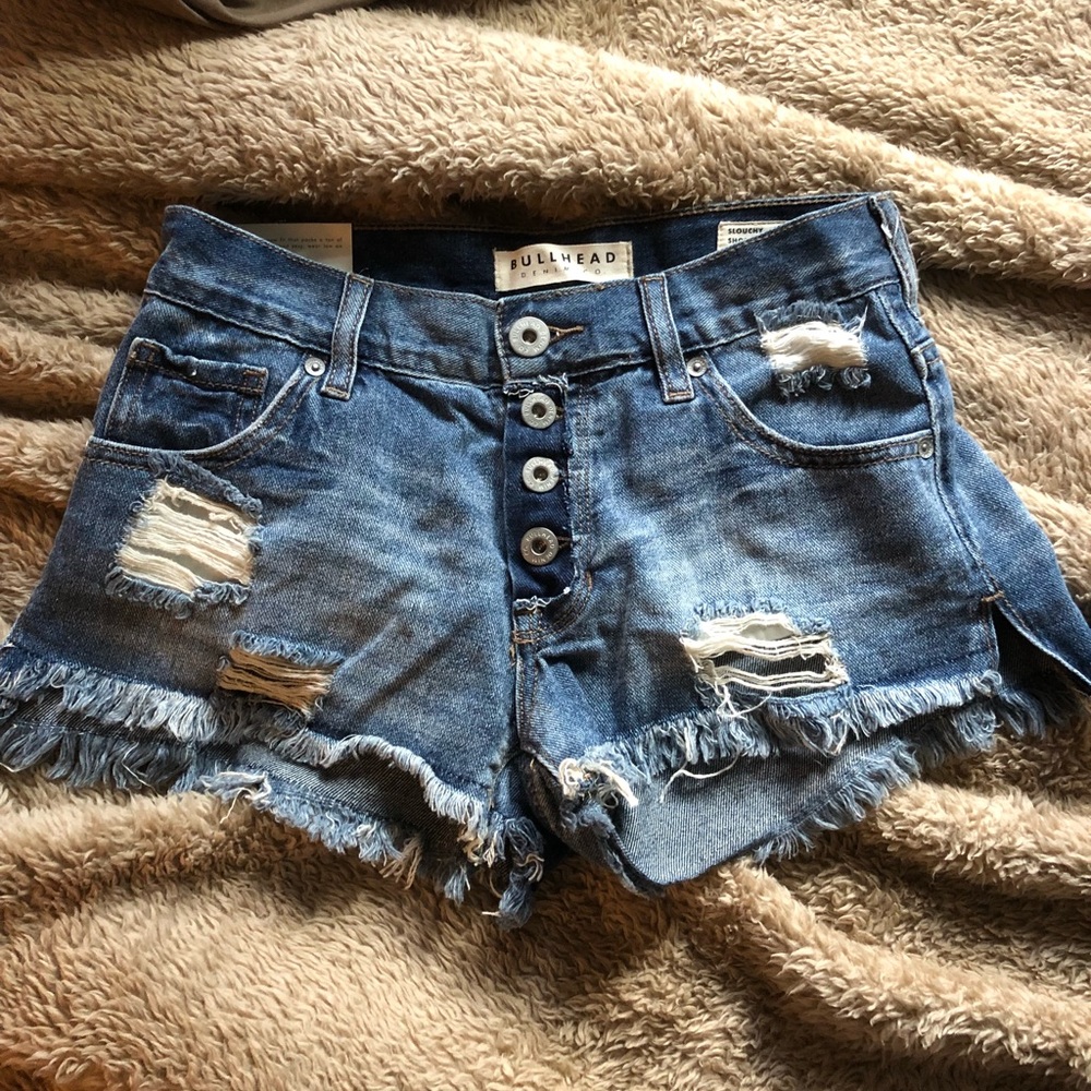 Ripped jean shorts